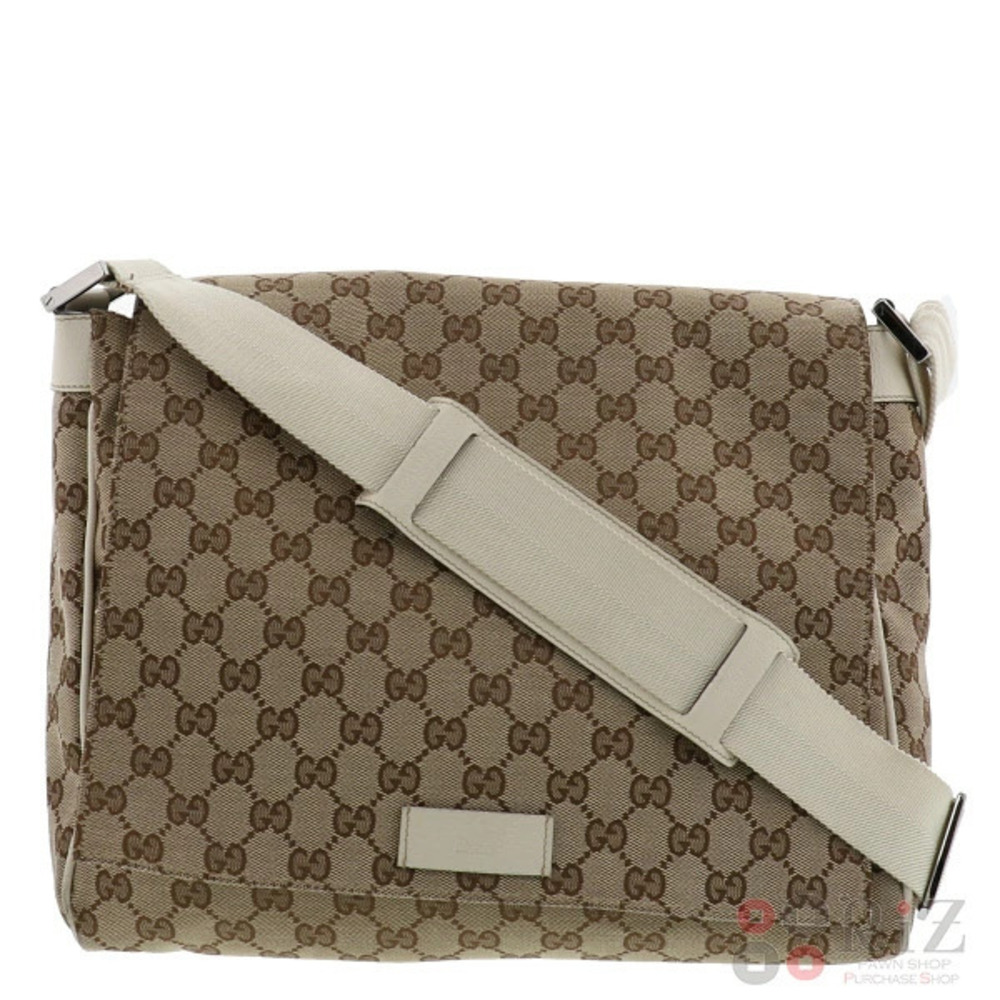 GUCCI GG Canvas Shoulder Bag Messenger Beige